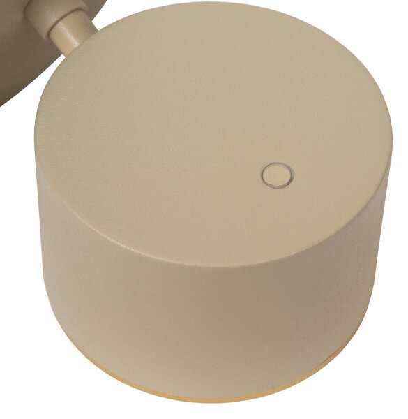 Lucide LED stenska svetilka Gian, siva, širina 11 cm, kovina, zatemnjen, Bež, Dnevna soba / jedilnica, Kovina, Sodobni
