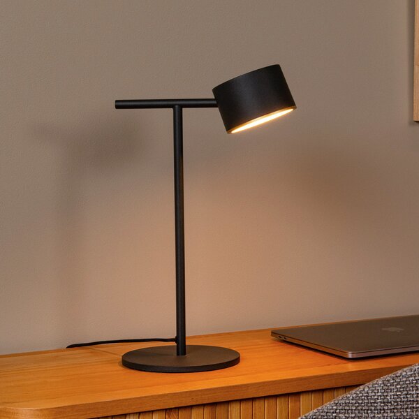Lucide LED namizna svetilka Gian, črna, višina 40 cm, kovina, zatemnjen, Črna, Dnevna soba / jedilnica, Kovina, Sodobni