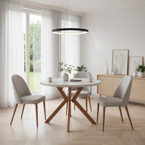 KONDELA Raztegljiva jedilna miza, bela/hrast, 100-250 x 75,5 cm, LUKOS