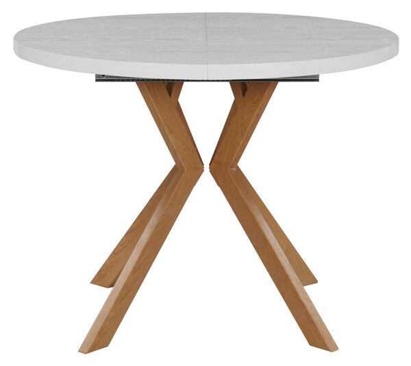 KONDELA Raztegljiva jedilna miza, bela/hrast, 100-250 x 75,5 cm, LUKOS