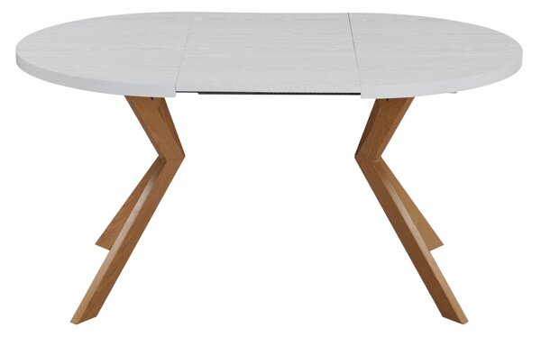 KONDELA Raztegljiva jedilna miza, bela/hrast, 100-250 x 75,5 cm, LUKOS