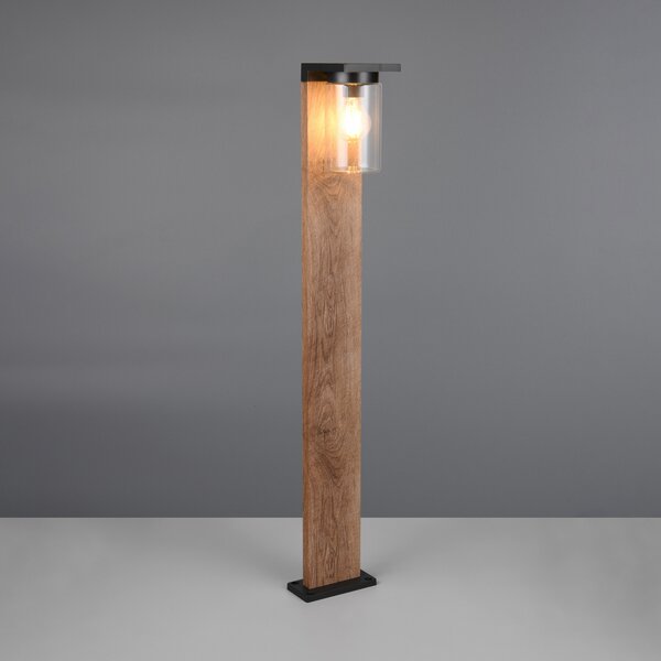 Trio Lighting Potična svetilka ARDILA, videz lesa, višina 100 cm, kovina/steklo IP44, zatemnjen, Les, Aluminij, Sodobni