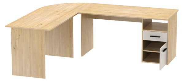 KONDELA Kotna računalniška miza, hrast artisan/kašmir, MAURUS NEW MA11