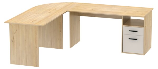 KONDELA Kotna računalniška miza, hrast artisan/kašmir, MAURUS NEW MA11