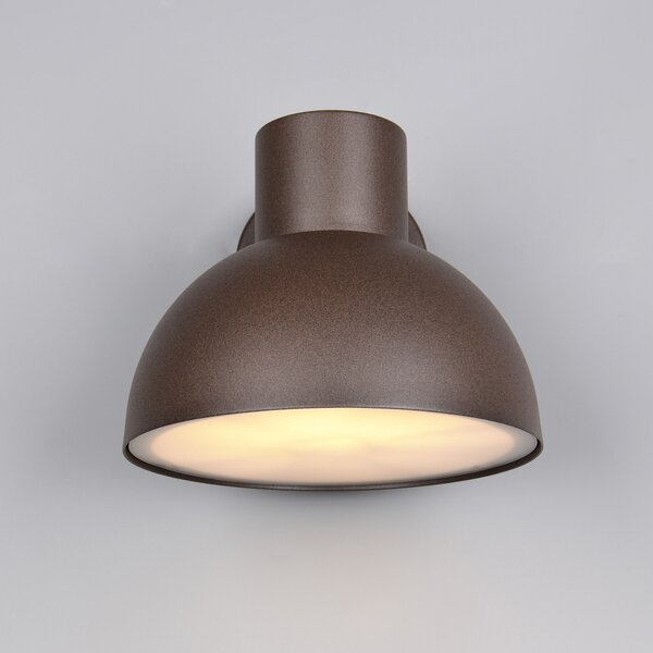 Trio Lighting Zunanja stenska svetilka ELBE, barva rje, Ø 20 cm, kovina, IP44, zatemnjen, Rjava / rjasta, Aluminij, Okrogla stena