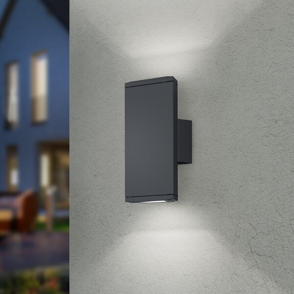 Trio Lighting LED zunanja stenska svetilka COLORADO antracit višina 20 cm kovina IP54, Črna, Aluminij, Sodobni, Stenska kotna