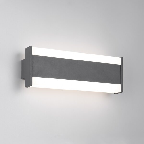 Trio Lighting LED zunanja stenska svetilka DAWSON, 30 cm, antracit IP54 CCT up/down, Črna, Aluminij, Sodobni, Stenska kotna