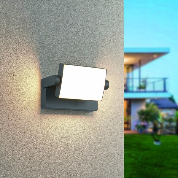 Trio Lighting LED zunanja stenska svetilka KANSAS, antracit, širina 20 cm, IP54, Črna, Aluminij, Sodobni