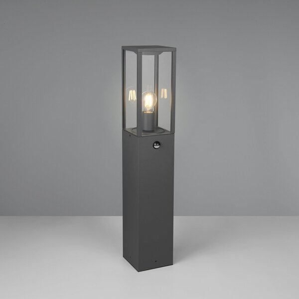 Trio Lighting Senzorska ulična svetilka GARONNE, antracitna, višina 80 cm, kovina IP44, zatemnjen, Črna, Aluminij, Sodobni