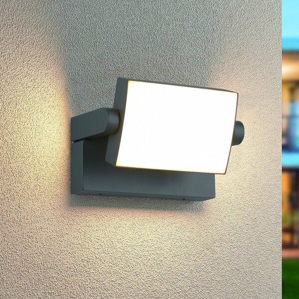 Trio Lighting LED zunanja stenska svetilka KANSAS, antracit, širina 20 cm, IP54, Črna, Aluminij, Sodobni