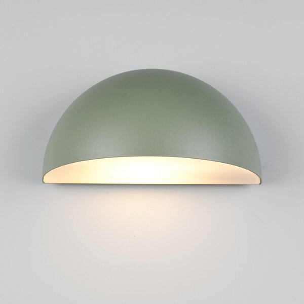Trio Lighting Zunanja stenska svetilka MAAS, zelena, širina 27 cm, kovina, IP44, zatemnjen, Zelena, Aluminij, Sodobni, Stenska vtičnica spodaj