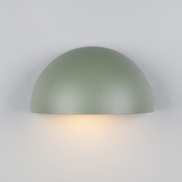 Trio Lighting Zunanja stenska svetilka MAAS, zelena, širina 27 cm, kovina, IP44, zatemnjen, Zelena, Aluminij, Sodobni, Stenska vtičnica spodaj