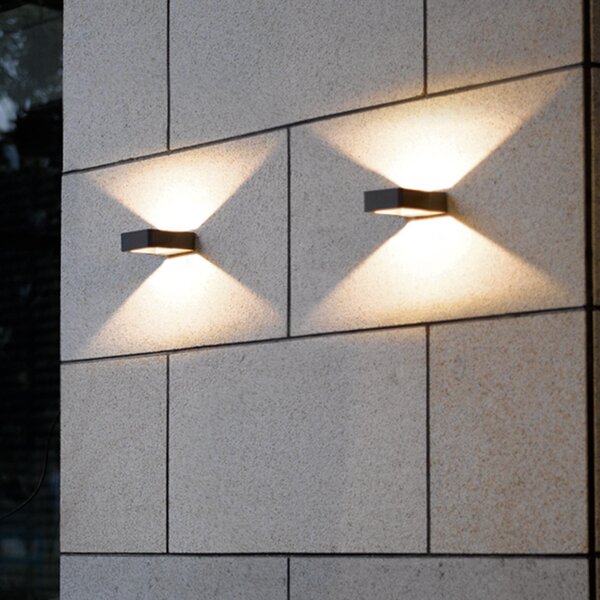 Trio Lighting LED zunanja stenska svetilka RENO, antracit, širina 12 cm, kovina IP54, Črna, Aluminij, Sodobni