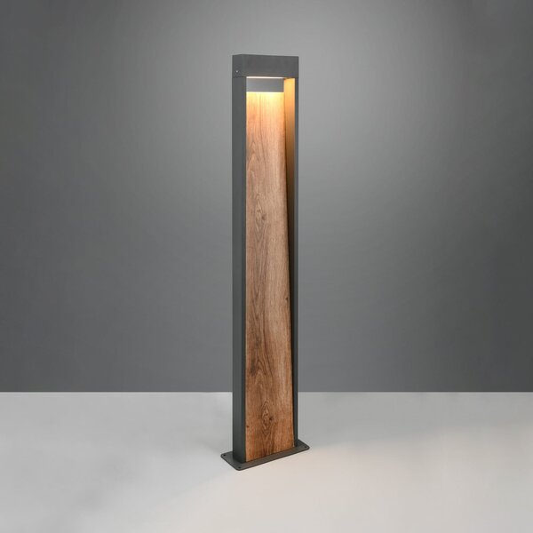 Trio Lighting LED-svetilka SALMON, videz lesa, višina 100 cm kovina, IP44, Les, Aluminij, Sodobni
