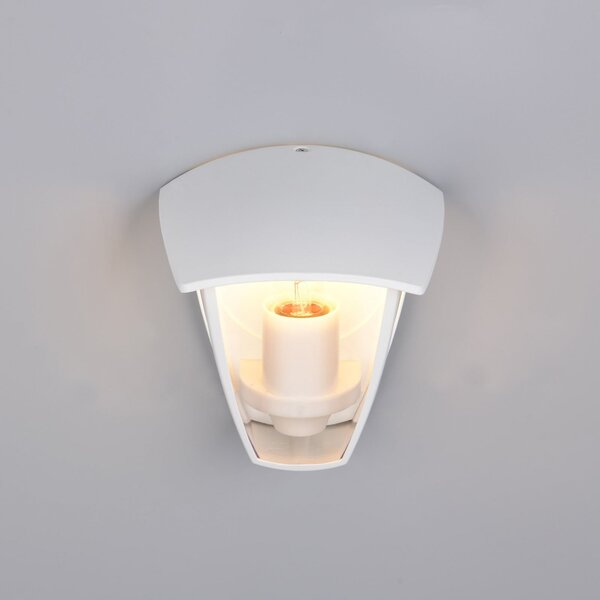 Trio Lighting Zunanja stenska svetilka VENTA, bela, okov na vrhu, višina 24 cm, IP44, zatemnjen, Bela, Aluminij, Svetilka