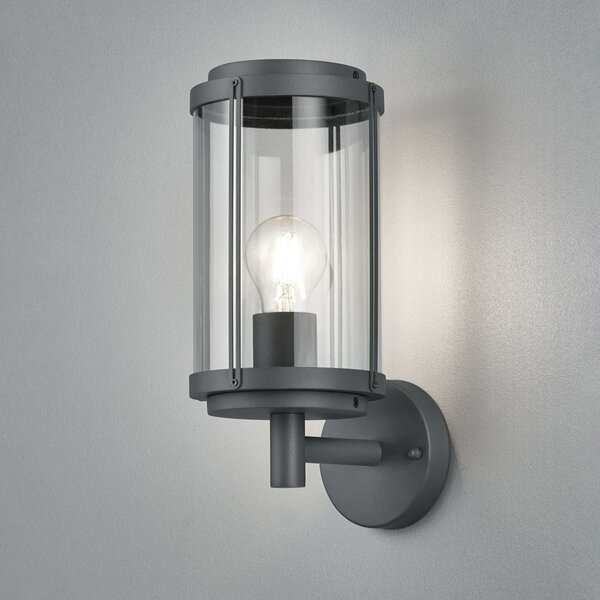 Trio Lighting Zunanja stenska svetilka TANARO, antracit, višina 33 cm, kovina, IP44, zatemnjen, Črna, Aluminij, Sodobni, Okrogla stena