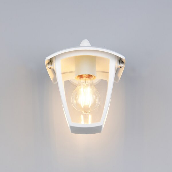 Trio Lighting Zunanja stenska svetilka VENTA, bela, okov spodaj, višina 24 cm IP44, zatemnjen, Bela, Aluminij, Svetilka