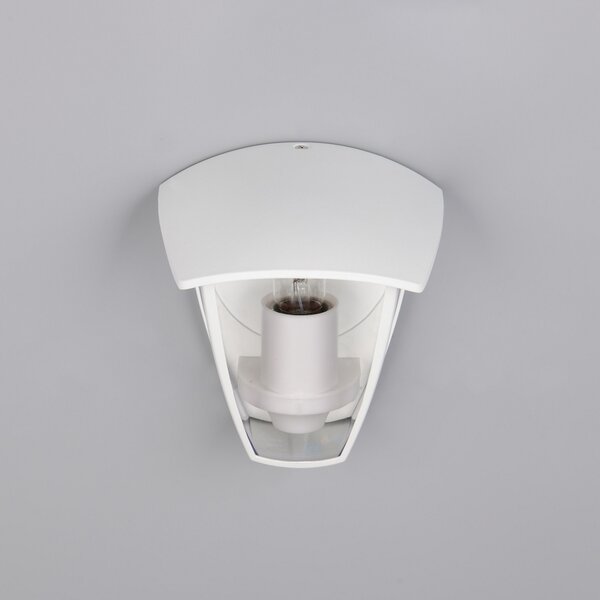 Trio Lighting Zunanja stenska svetilka VENTA, bela, okov na vrhu, višina 24 cm, IP44, zatemnjen, Bela, Aluminij, Svetilka