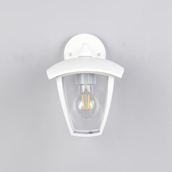 Trio Lighting Zunanja stenska svetilka VENTA, bela, okov spodaj, višina 24 cm IP44, zatemnjen, Bela, Aluminij, Svetilka