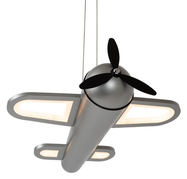 Lucide LED obesna svetilka za otroško sobo Fokker, siva Dolžina 46 cm Kovina, Siva, Otroška soba, Kovina