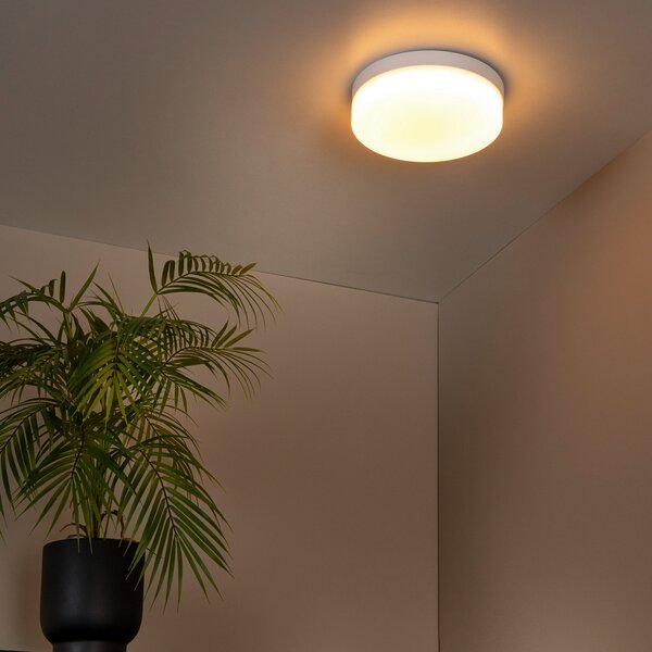 Lucide LED kopalniška stropna svetilka Biskit, bela, Ø 23 cm, plastika, Bela, Kopalnica, Plastika, Sodobni