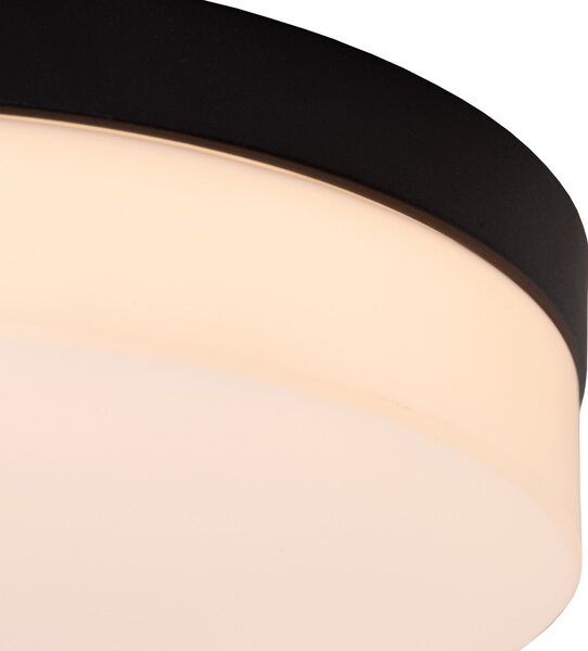 Lucide LED kopalniška stropna svetilka Biskit, črna, Ø 23 cm, plastika, Črna, Kopalnica, Plastika, Sodobni