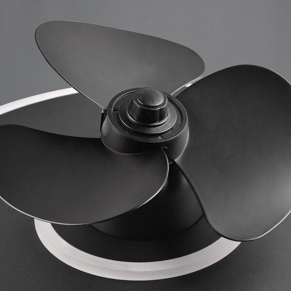 Reality Leuchten LED ventilator Nybro, črn, DC, tih, 50 cm, CCT, daljinski upravljalnik, zatemnjen, Črna, Dnevna soba / jedilnica, Kovina, Sodobni