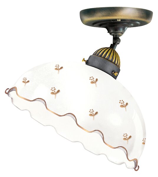 Austrolux Kolarz Stropna svetilka Nonna Ø30cm Cvet zlata barva Valovit rob, zatemnjen, Bela, Dnevna soba / jedilnica, Steklo, Podeželska hiša / Rustikalna