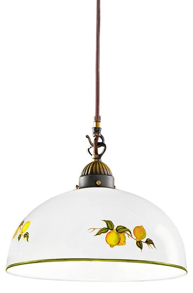 Austrolux Kolarz viseča svetilka Nonna, Ø 30 cm, limone, gladek rob, zatemnjen, Bela, Dnevna soba / jedilnica, Steklo, Podeželska hiša / Rustikalna