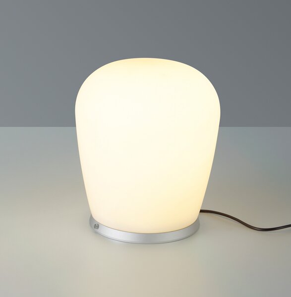 BOPP Bopp LED namizna svetilka Cara, aluminijasta barva, Ø 18 cm, steklo, zatemnjen, Kovinska, Dnevna soba / jedilnica, Steklo, Sodobni