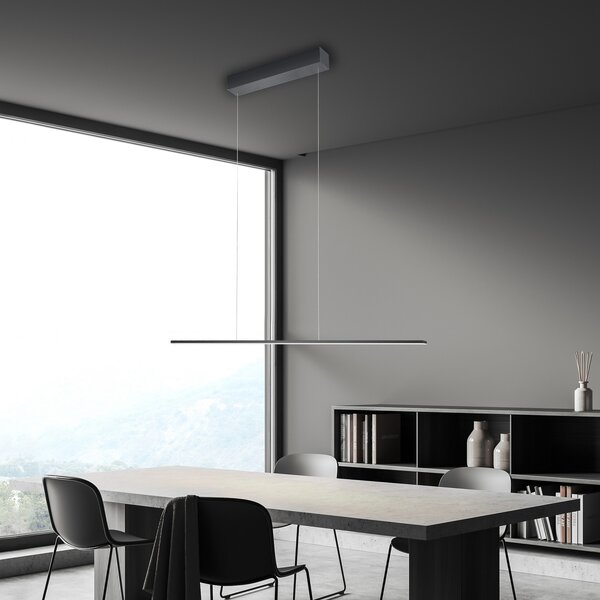 BOPP Bopp LED viseča svetilka Baseline 2.0, črna, dolžina 119 cm, zatemnjen, Črna, Dnevna soba / jedilnica, Aluminij, Sodobni
