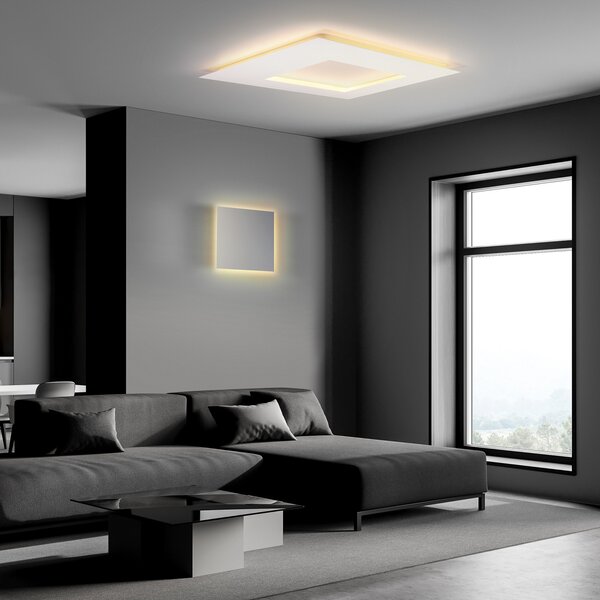 Escale LED stenska svetilka BLADE Q, mat srebrna, 34 x cm, kovinska dim, zatemnjen, Kovinska, Dnevna soba / jedilnica, Aluminij, Sodobni
