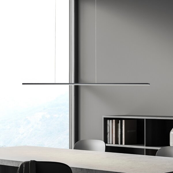 BOPP Bopp LED viseča svetilka Baseline 2.0, črna, dolžina 119 cm, zatemnjen, Črna, Dnevna soba / jedilnica, Aluminij, Sodobni