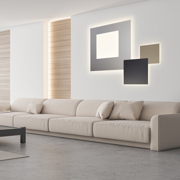 Escale LED stenska svetilka BLADE Q, antracit, 34 x cm, kovina, dim, zatemnjen, Črna, Dnevna soba / jedilnica, Aluminij, Sodobni