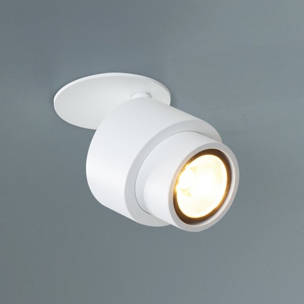 Escale Vgradni LED-spot BRUSH, bel, Ø 7 cm, kovina, z možnostjo zatemnitve, 2.700 K, zatemnjen, Bela, Dnevna soba / jedilnica, Aluminij, Sodobni, Vgreznjeni strop