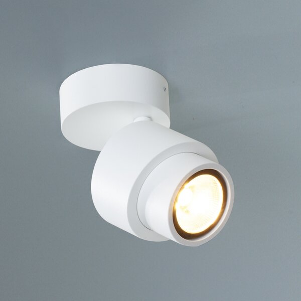 Escale LED-žaromet BRUSH, bel, Ø 7 cm, kovina, z možnostjo zatemnitve, 2.700 K, zatemnjen, Bela, Dnevna soba / jedilnica, Aluminij, Sodobni
