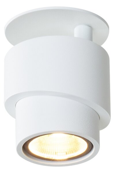 Escale Vgradni LED-spot BRUSH, bel, Ø 7 cm, kovina, z možnostjo zatemnitve, 2.700 K, zatemnjen, Bela, Dnevna soba / jedilnica, Aluminij, Sodobni, Vgreznjeni strop