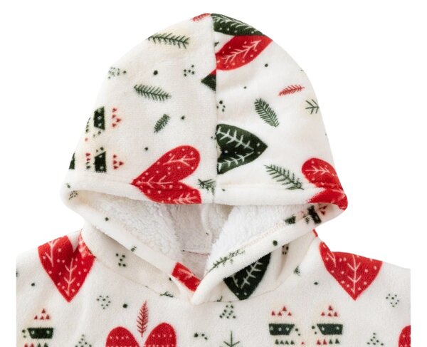 Topla odeja z imitacijo ovčje volne z rokavi in kapuco WINTER HEARTS, barvna