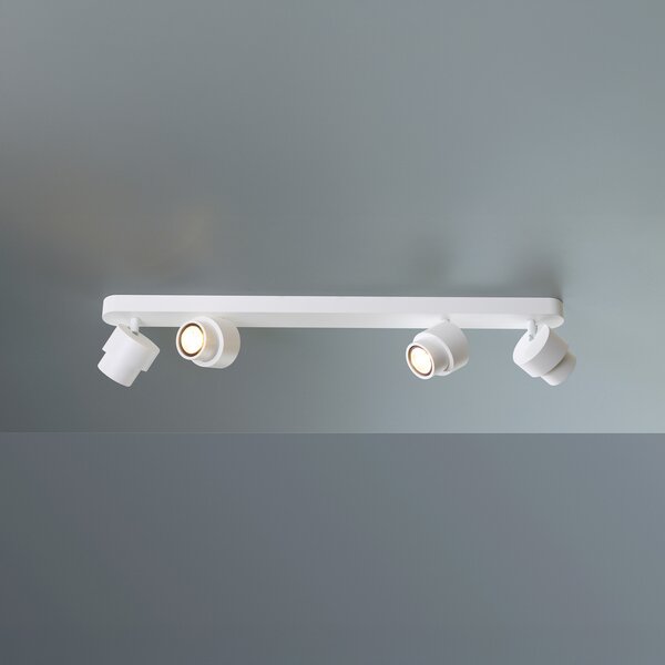 Escale LED-žarek BRUSH, bel, 70 cm, 4-krilni, kovinski, dim, 2.700 K, zatemnjen, Bela, Dnevna soba / jedilnica, Aluminij, Sodobni