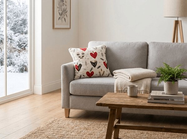 Prevleka za blazino iz mikropliša WINTER HEARTS 45x45 cm, barvita