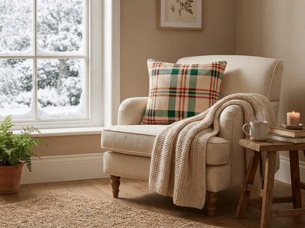 Mikropliš prevleka za blazino WINTER PLAID 45x45 cm, barvna