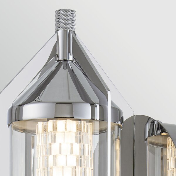 Quintiesse LED stenska svetilka ESPADA, kromirana, Ø 16 cm, kovina IP44, zatemnjen, Kovinska, Kopalnica, Aluminij, Sodobni