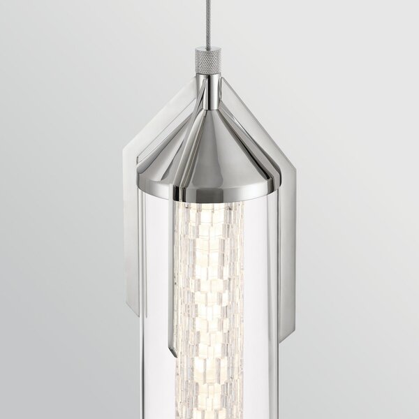 Quintiesse LED viseča svetilka ESPADA, kromirana, Ø 15 cm, kovina/steklo, zatemnjen, Kovinska, Dnevna soba / jedilnica, Aluminij, Sodobni