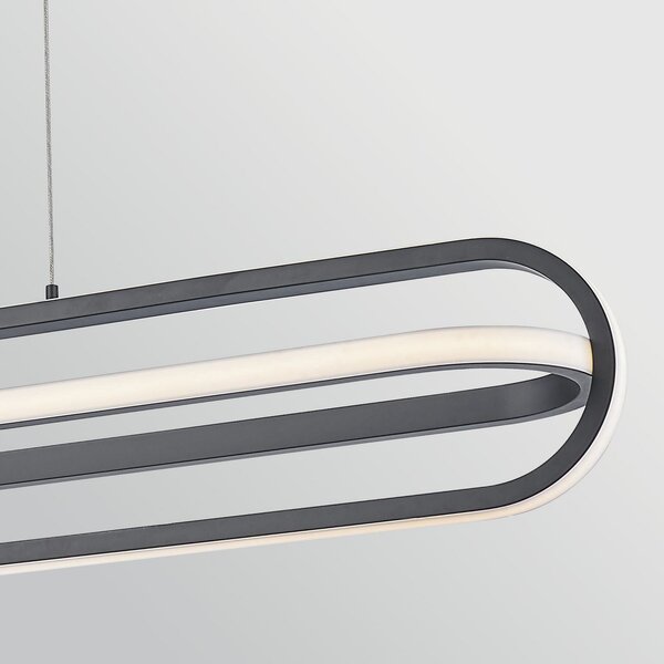Quintiesse LED viseča svetilka DENMARK, črna mat, dolžina 107 cm, kovina, zatemnjen, Črna, Dnevna soba / jedilnica, Aluminij, Sodobni