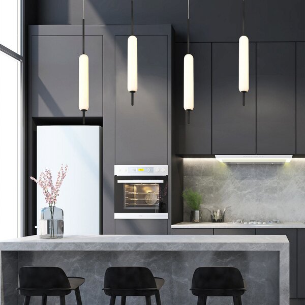 Quintiesse LED viseča svetilka CUMBERLAND, črna, Ø 13 cm, kovina/steklo, zatemnjen, Črna, Dnevna soba / jedilnica, Kovina, Sodobni