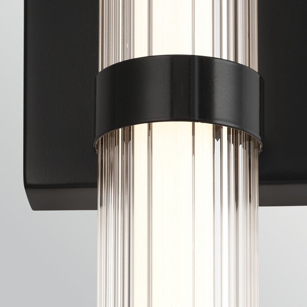 Quintiesse LED zunanja stenska svetilka FAYTON, črna, višina 54 cm, kovina, IP44, zatemnjen, Črna, Kopalnica, Kovina, Sodobni