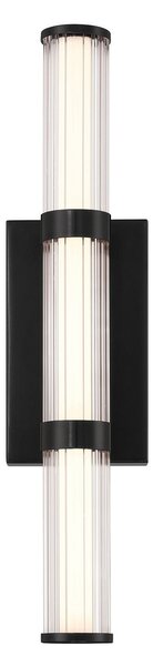 Quintiesse LED zunanja stenska svetilka FAYTON, črna, višina 54 cm, kovina, IP44, zatemnjen, Črna, Kopalnica, Kovina, Sodobni