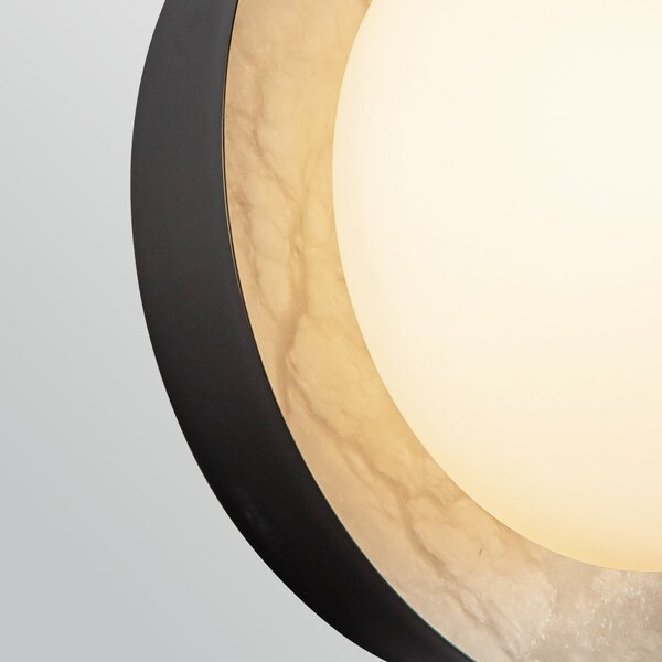 Quintiesse LED stenska svetilka ALONSO, bronasta, Ø 22 cm, kovina/steklo/alabaster, zatemnjen, Bronasta / starinska medenina, Dnevna soba / jedilnica, Kovina