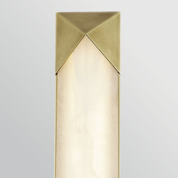 Quintiesse LED stenska svetilka CAESAR, starinski medenina, višina 64 cm kovina/alabaster, zatemnjen, Bronasta / starinska medenina, Dnevna soba / jedilnica, Kovina, Sodobni
