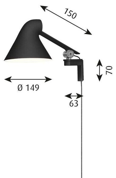 Louis PoulsenLouis Poulsen - NJP Stenska Svetilka Svetilka Short Arm Črna Louis Poulsen